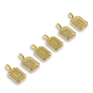 Pingente de carta preenchido com ouro 18K, pingente quadrado, pingente de carta, colar de carta micropavé CZ, suprimentos de joias DIY, 13x19mm, 2,0mm de espessura