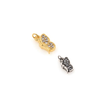 18K Gold Filled Butterfly Pendant, Micropavé CZ Butterfly Necklace, Insect Charm, Flying Charm, DIY Jewelry Supplies, 14x6.5x3mm