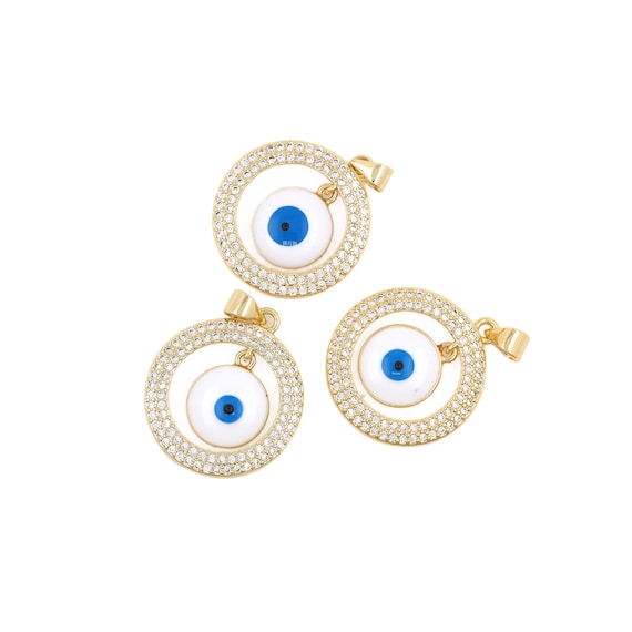 BEEFLYING 5 Pendenti Evil Eye In Ottone E Smalto: Ciondoli Per Collane E Bracciali Fai-da-Te, 19x16mm - 4