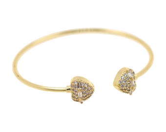 18K Gold Filled Cuff Bracelet, Love Bracelet,Zircon Bracelet, Perfect Gift 12x61mm
