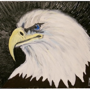 Original Eagle Acrylic Painting on Canvas: Wildlife Animal Art