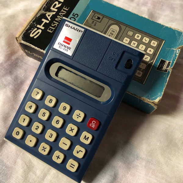 Vintage Sharp Elsimate EL-205 Handheld Calculator Working Condition~ With Box