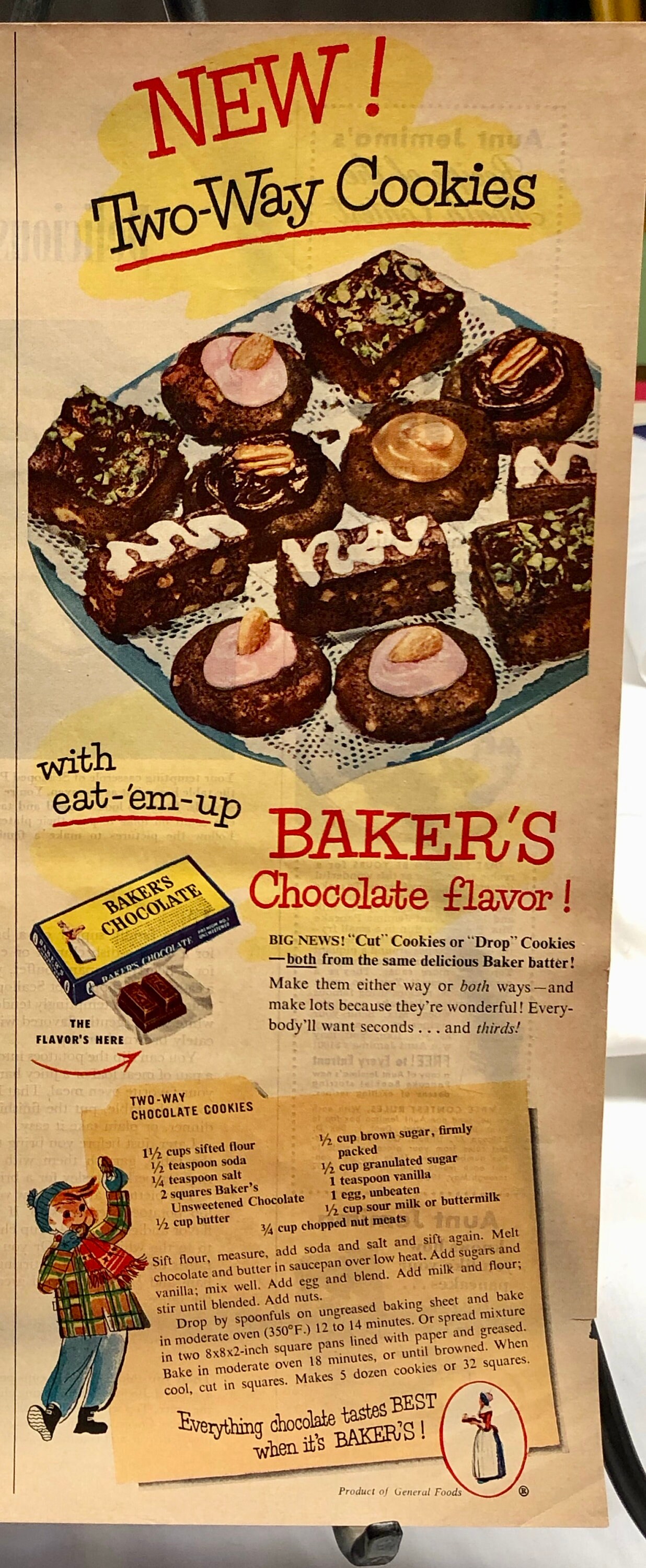 Vintage November 1952 BAKER'S Chocolate half Page Full Etsy