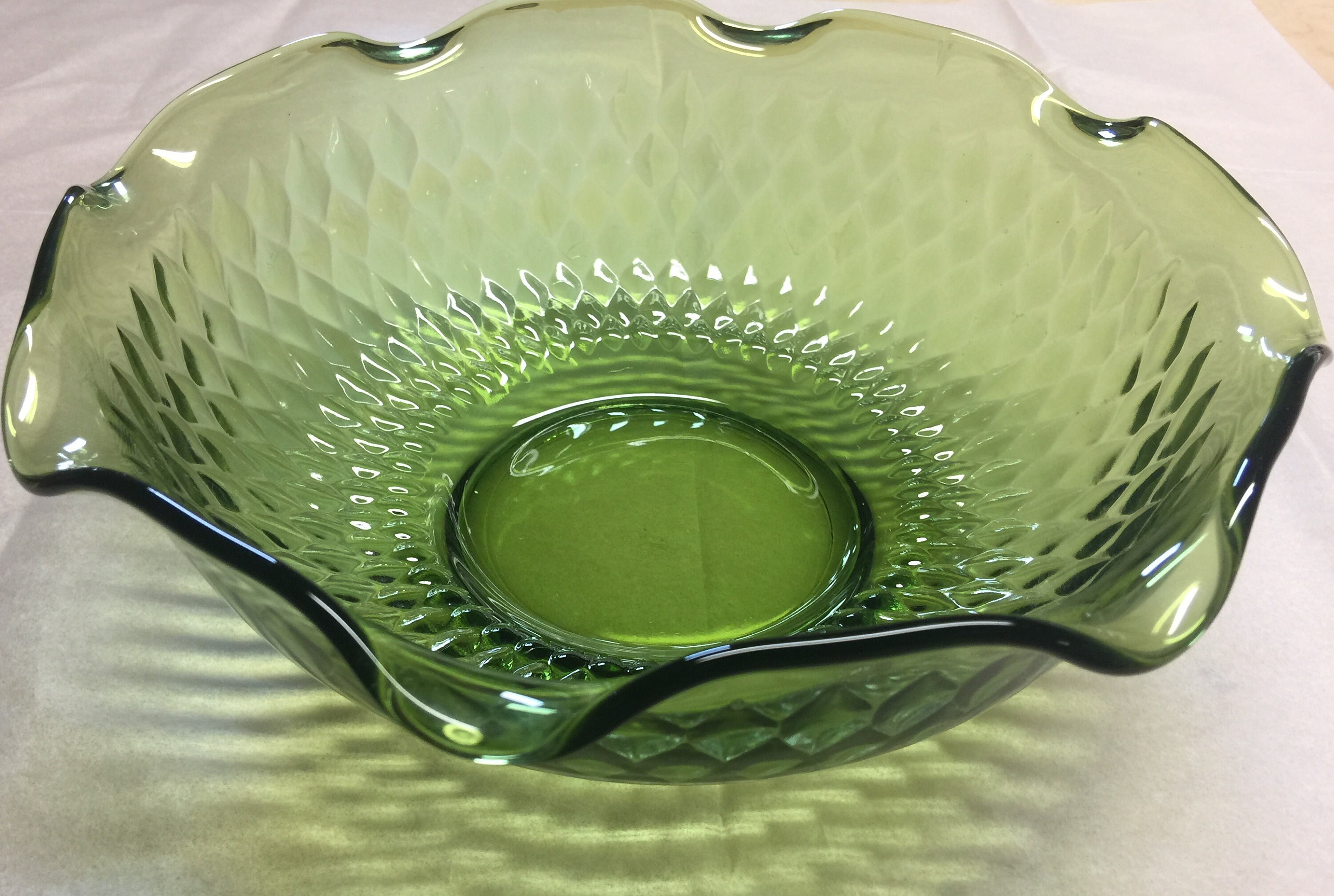 Vintage Green Glass Bowl Mid Century INDIANA GLASS Unmarked Etsy