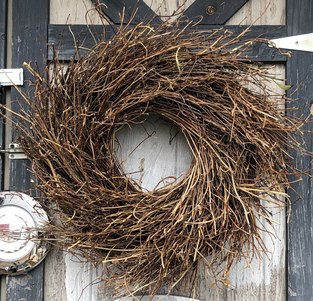 Large Rustic Natural TWIG WREATH Heavy Duty Indoor/outdoor Wild Bird