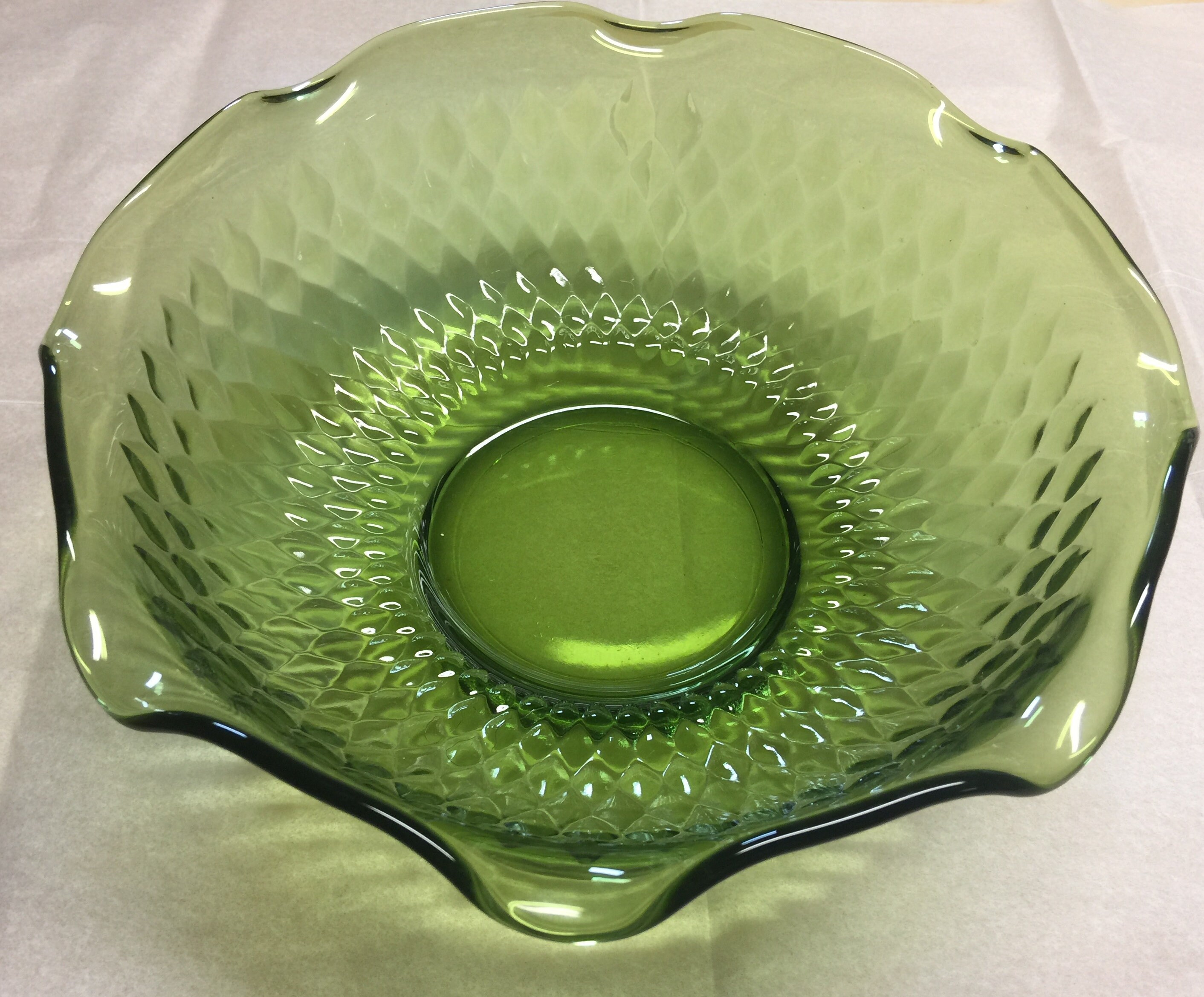 Vintage Green Glass Bowl Mid Century INDIANA GLASS Unmarked Etsy