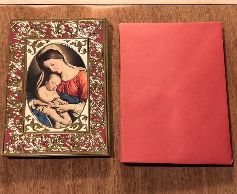 Set of 19 PAPER MAGIC Group Virgin & Child Gold Embossed Etsy