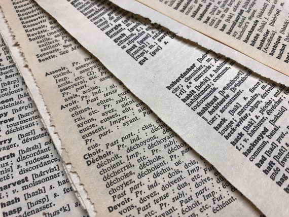 Pc Vintage 1940s French English Dictionary Book Pages Lot Etsy India