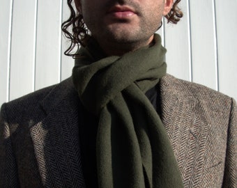 Olive Green Alpaca Wool Scarf For Men