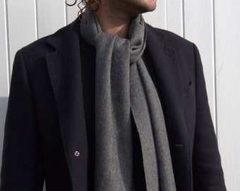 Charcoal Grey Alpaca Wool Scarf For Men