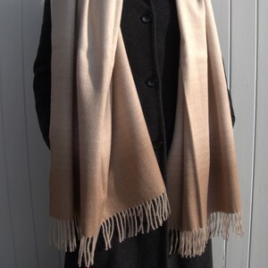 Beige and Brown Alpaca Wool Shawl For Women