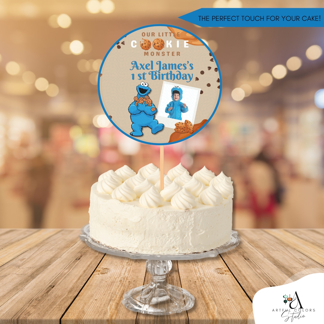 Cookie Monster Cake Topper Character Cake Topper Editable Cake Topper ...