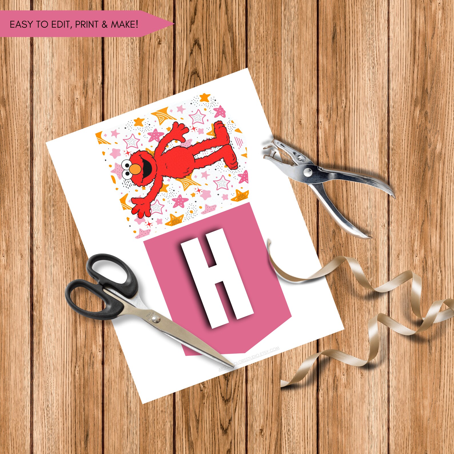 Elmo Birthday Banner Character Bunting Banner Printable Banner Sesame ...