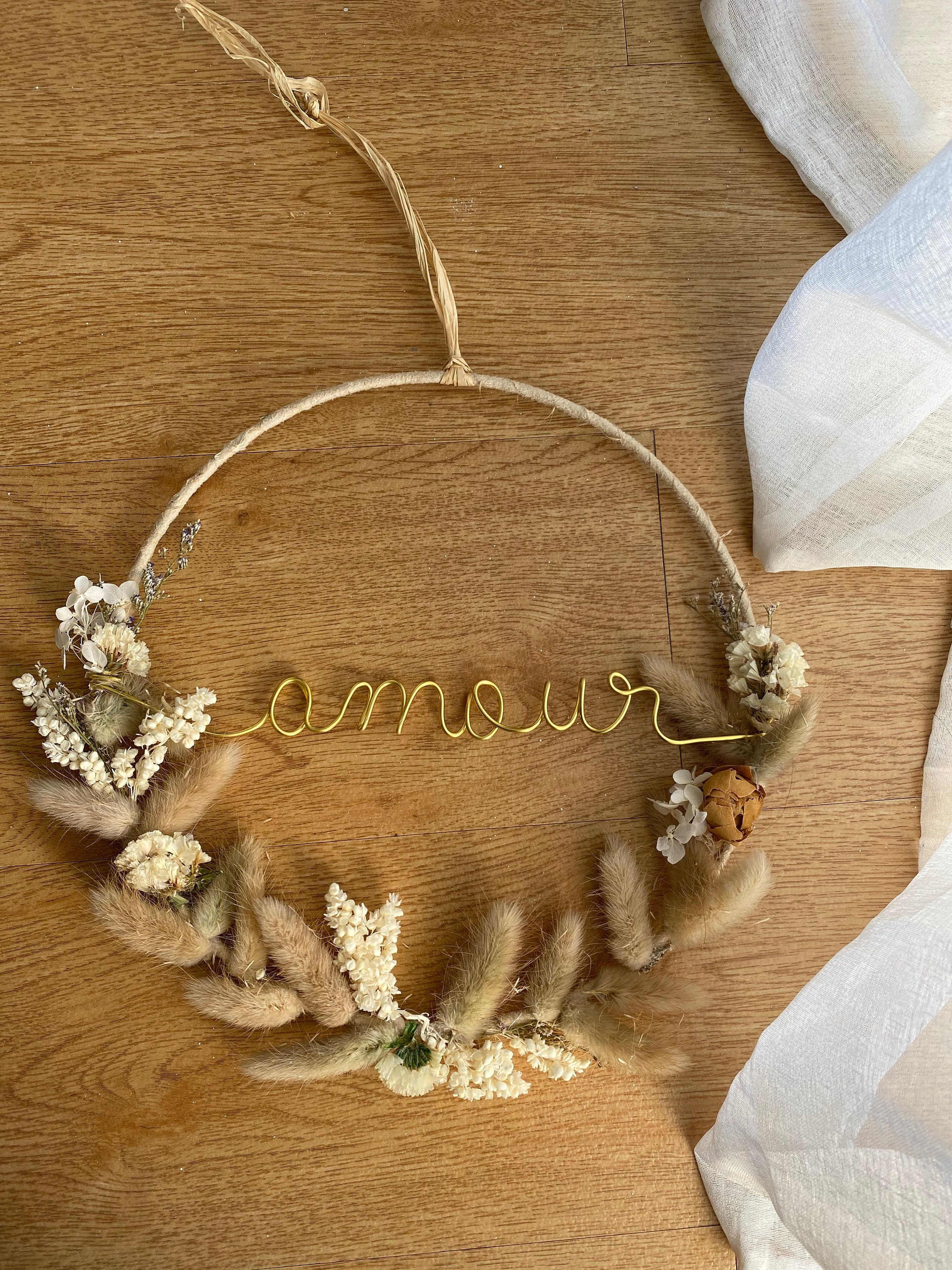 Couronne de Fleurs Séchées Petits Épis Blé Personnalisée