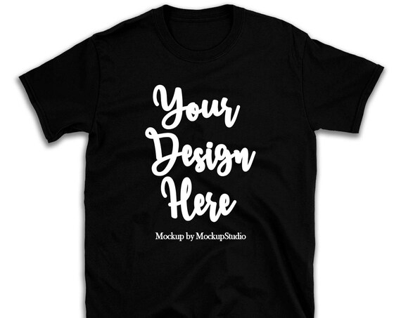 Download Black Gildan 64000 T-Shirt PSD Mockup Template Flat Lay On - Letterhead Mockups PSD Free Download