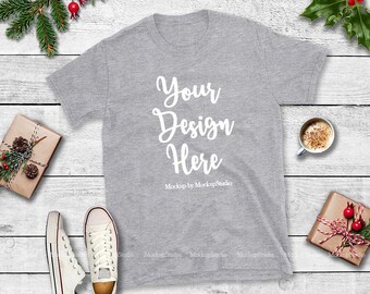 Download Christmas Sports Gray Tshirt Mock Up Gildan 64000 Shirt Flat Lay Winter Holiday Blank T Shirt Mockup Unisex Women Youth Tee Display 3d Mockup Logo Free Psd Download