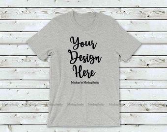 Unisex Women Youth White Gray Black Tee Set Light Wood Background Bella Canvas 3001 Shirt Flat Lay Mock Up Multiple Color T-Shirts Mockup
