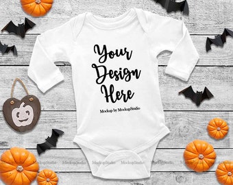 Halloween Newborn White Blank Baby Bodysuit Mockup Toddler Etsy