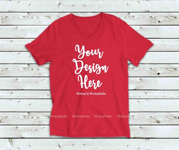 Red Blank Vneck Shirt Mockup Unisex Women T-Shirt Mock Red Blank Vneck Shirt Mockup Unisex Women T-Shirt Mock