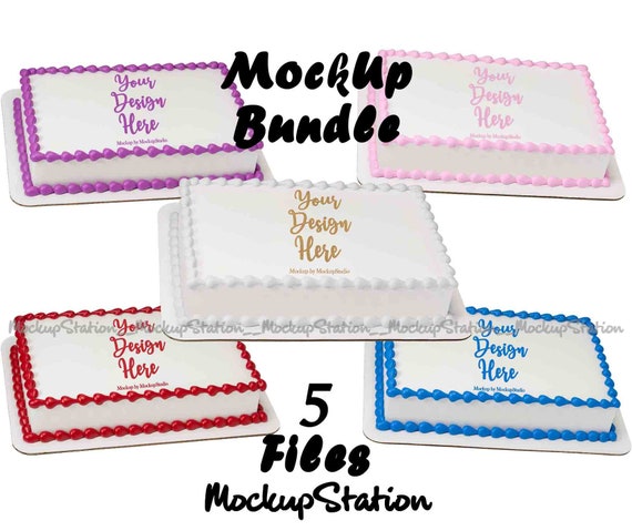 Sheet Cake Mockup Bundle Edible Cake Print Mock Up