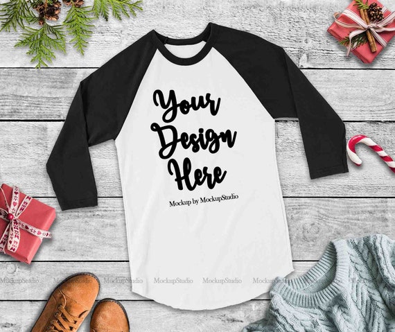Christmas Raglan Mockup Winter Holiday Black And White Raglan Christmas Raglan Mockup Winter Holiday Black And White Raglan
