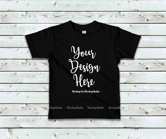 Kids Black T-Shirt Mockup Children American Apparel 2105 Blank Kids Black T-Shirt Mockup Children American Apparel 2105 Blank