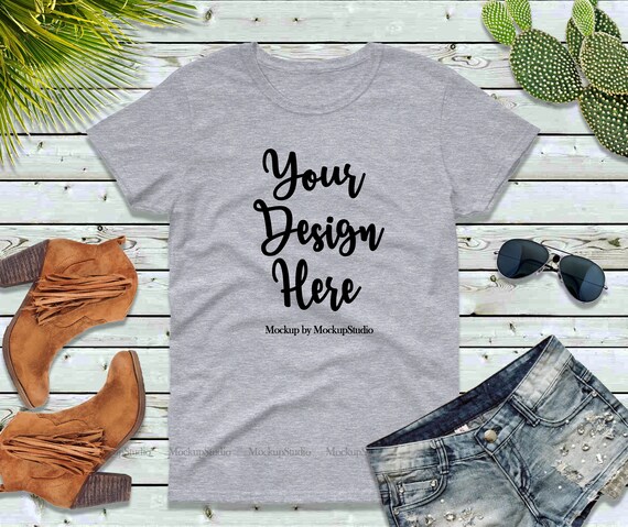Download Free Sport Gray T-Shirt Mockup Gildan 5000 Blank Styled T-Shirt (PSD) - Download Free Sport Gray ...