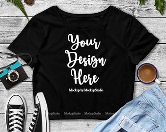 Download Free Black Blank Crop Top Mockup Fall Bella Canvas Women Tshirt Mockup Crop Top Mock Up Digital Flat Lay Apparel Tee Mockups Crop Top Display Awesome T Shirt Mockup Psd File PSD Mockup Template