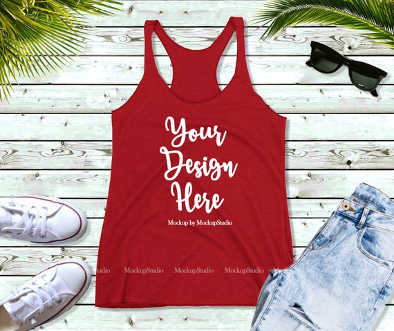 Next Level 6733 Red Tank Top Mockup Digital Blank