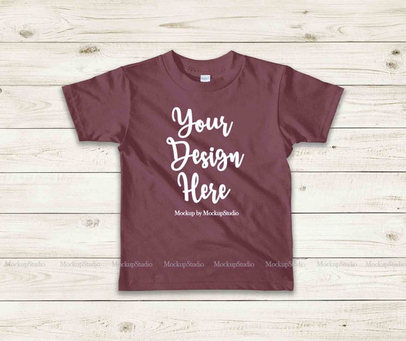 Kids Cranberry T-Shirt Mockup Children American Apparel 2105 Blank Kids Cranberry T-Shirt Mockup Children American Apparel 2105 Blank
