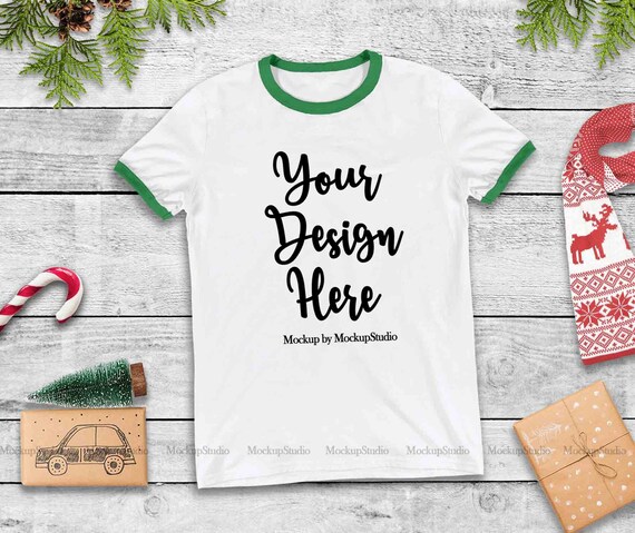 Download Free Christmas Ringer Shirt Mockup Green Sleeve Bands T Shirt Flat Psd All Plastic Pouch Packaging Mockup Free Download