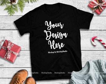 Download Christmas Black T Shirt Mockup Gildan 64000 Tshirt Flat Lay Winter Style Blank Shirt Mock Up Unisex Women Youth Shirt Mockup Flat Lay Tee Iphone X Flat Mockup Psd All Free Mockups