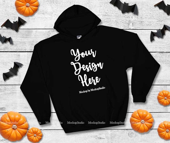 Download Halloween Black Hoodie Mock Up Fall Gildan 18500 Heavy ...