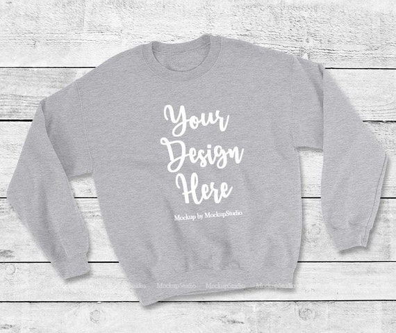 Sports Gray SweaT-Shirt Mockup Gildan Heavy Blend Crewneck SweaT-Shirt