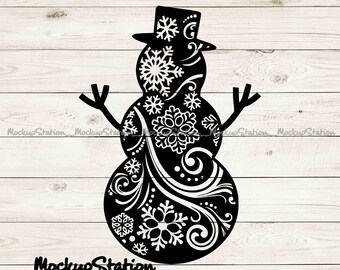 Mandala Snowman Svg Etsy