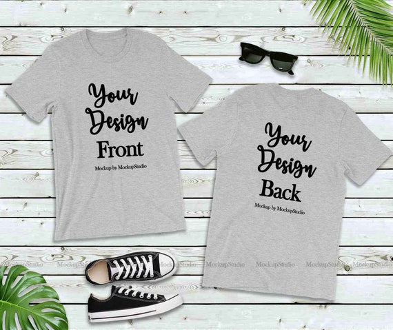 Athletic Heather Front Back T-Shirt Mockup Double Side Athletic Heather Front Back T-Shirt Mockup Double Side