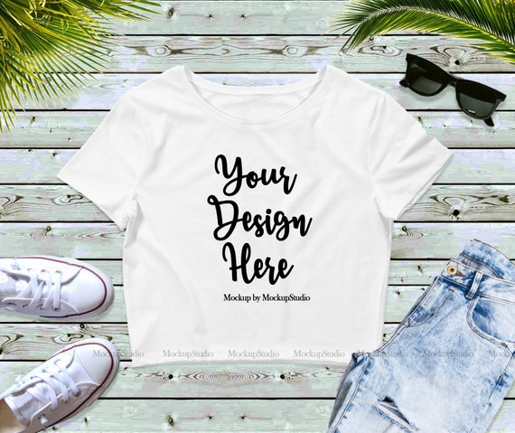 Download Free Bella Canvas White Crop Top Mock Up Women T-Shirt ...