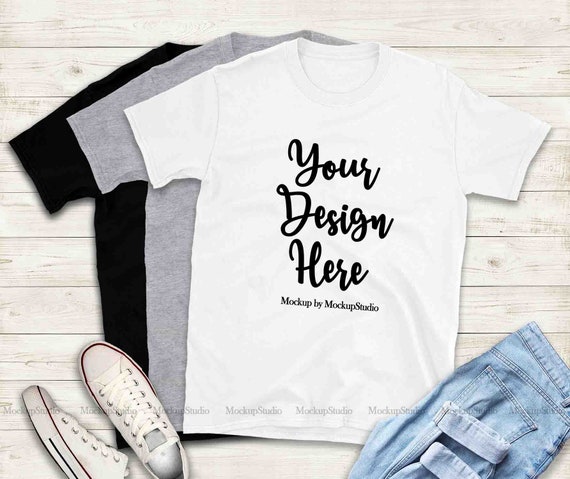 Download Free Multiple Color T Shirts Mockup Gildan 64000 Shirt Flat Lay Psd Get Download Logo 3d For Mockup T Shirt Free Mockup Logo PSD Mockup Templates