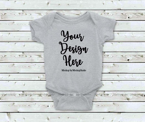 Gray Baby Bodysuit Mockup Toddler Newborn Blank Infant-Shirt
