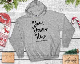 Download Free Christmas Gray Hoodie Mock Up Gildan 18500 Heavy Blend Blank Hooded Sweatshirt Mockup Winter Unisex Women Men Youth Teen Flat Lay Display Do We Still Need Mockups For Website Designs PSD Mockup Template