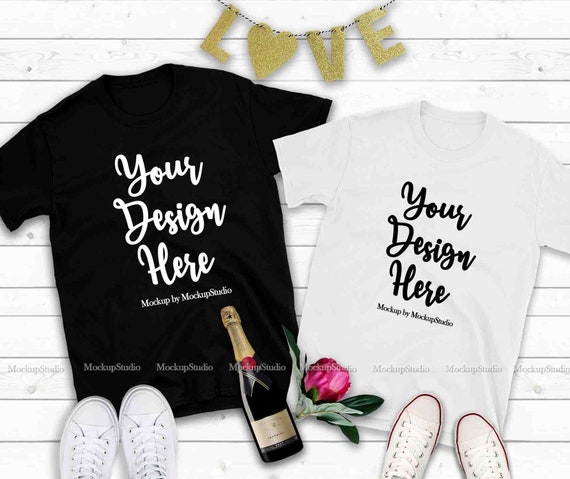 Download Couple Two T Shirts Mockup Valentine Shirt Mock Up His Jewelry Mockup Psd Free Download