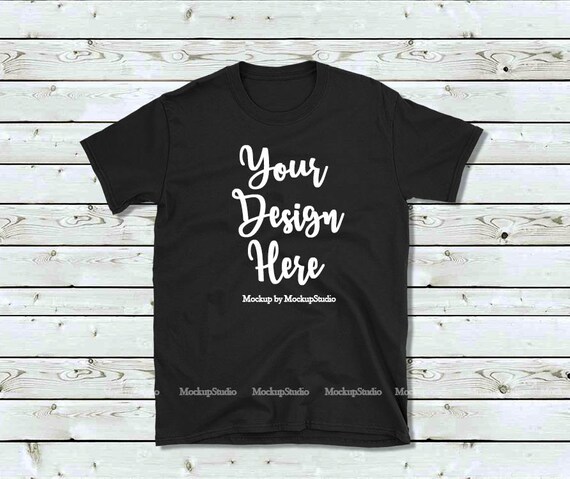 Black Gildan 64000 T-Shirt Mockup Black Shirt Mock Up Black Gildan 64000 T-Shirt Mockup Black Shirt Mock Up