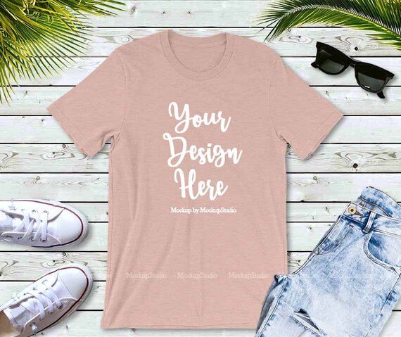 Bella Canvas 3001 Light Pink Unisex Women T-Shirt Mock Bella Canvas 3001 Light Pink Unisex Women T-Shirt Mock