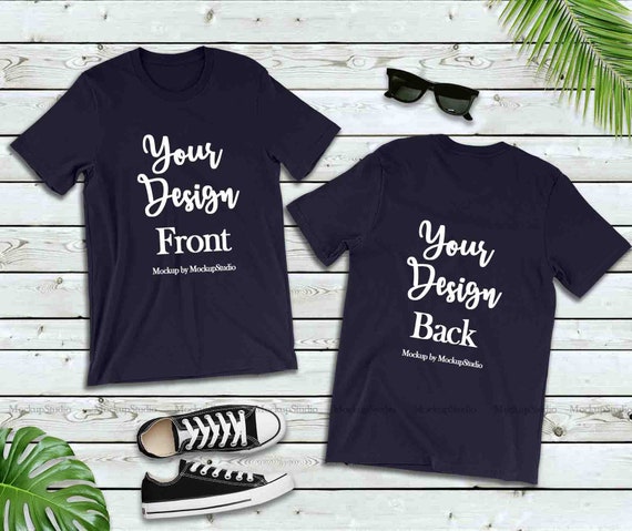 Download Free Navy Front Back T Shirt Mockup Double Side Blank Shirt Mockups Free Design Resource PSD Mockup Template