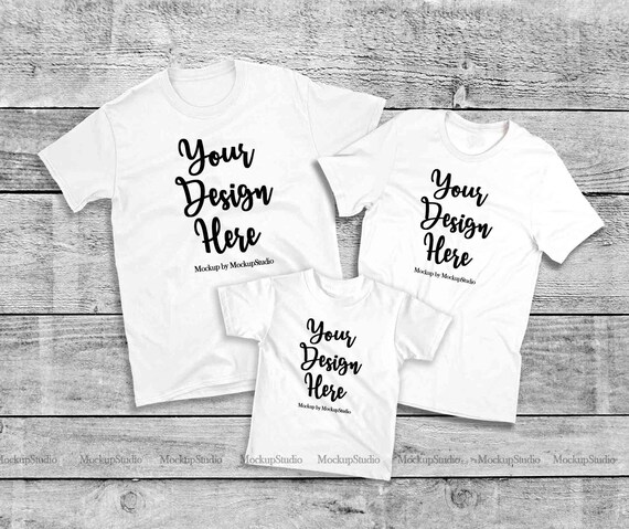 Download Matching Family 3 White Shirts Mockup Unisex Women Kid Best Free Psd Mockups 3d Mockups Free Mockups Template