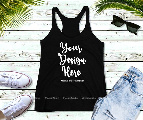 Download Black Tank Top Mockup Next Level 6733 Women Blank ...