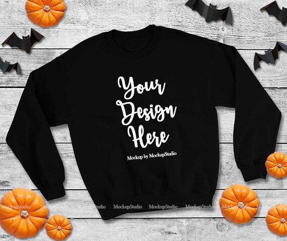 Download Free Halloween Sweat Shirt Mock Up Fall Gildan Heavy Blend Crewneck Psd