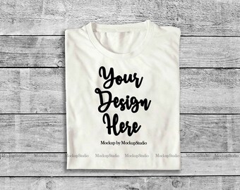 White Folded Tshirt Mock Up Top View Shirt Flat Lay Blank Unisex