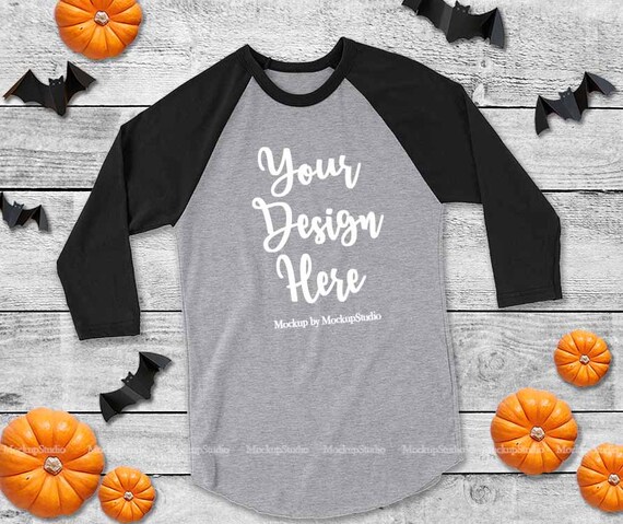 Download Free Fall Halloween Party Raglan Mockup Autumn Black And ...
