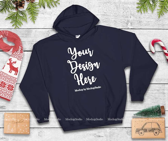 Download Christmas Navy Hoodie Mock Up Gildan 18500 Heavy Blend - Free Dowload Design Mockup 44654646+